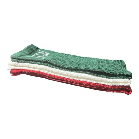 Rae Dunn Christmas Kitchen Towel Set Red White Green Merry Joy Believe Holiday - Picture 6 of 7